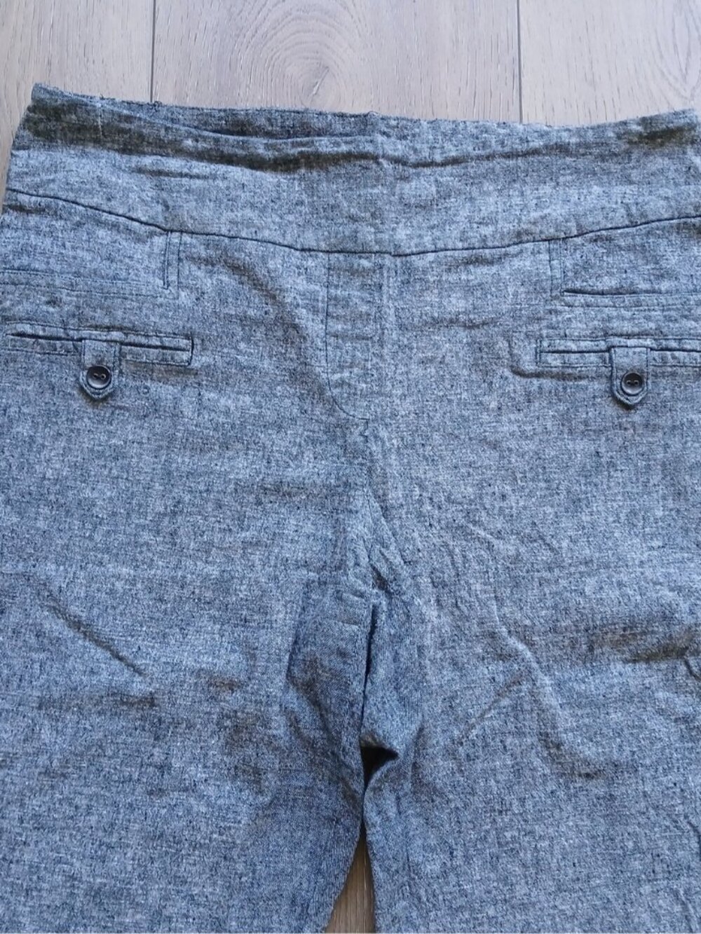 Reitmans Petite Bermuda Shorts Womens 16P Gray Linen Blend Stretch Mid Rise - Picture 2 of 8